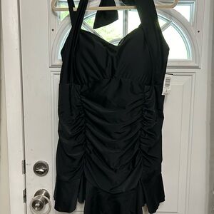 Torrid Black Ruched Bathing Suit